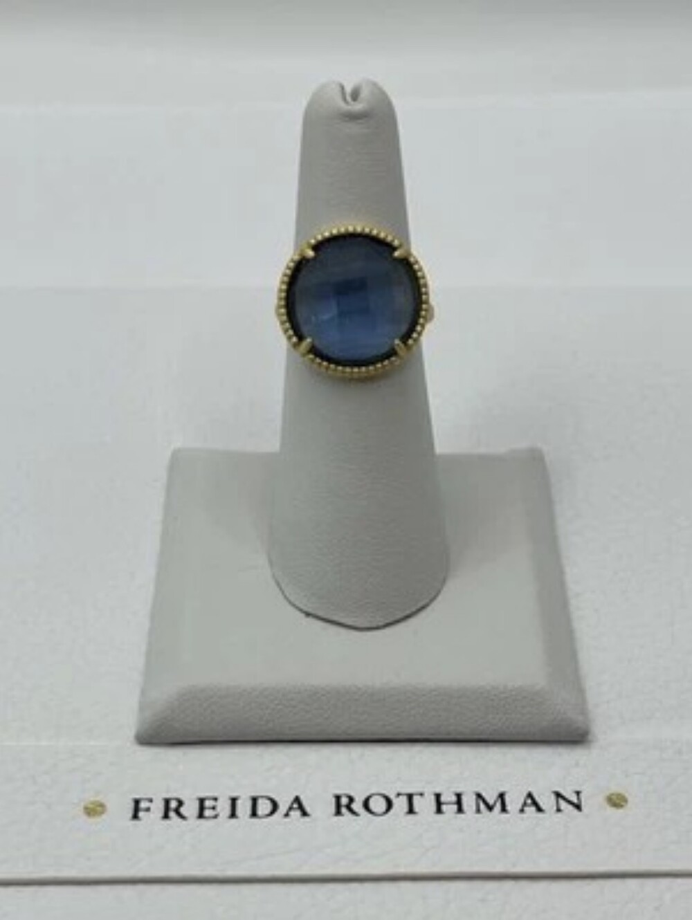 Freida Rothman Faceted Blue Stone Statement Ring